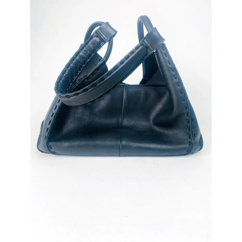 The Sak Los Feliz Black Leather Hobo Shoulder Bag Whipstitch Handbag Slouchy